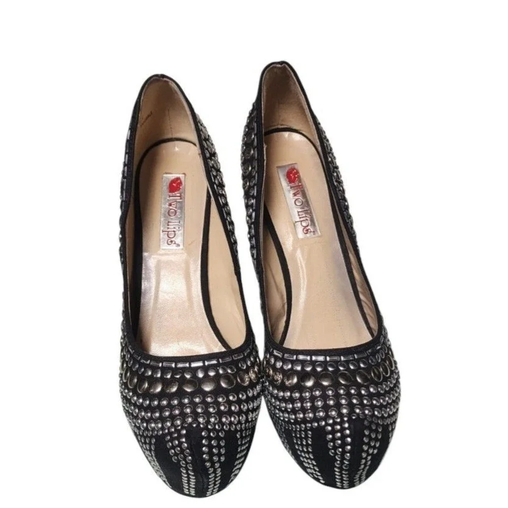 Two Lips 'Studlee' Black Platform Studded Stiletto Pumps Size 9M Clubwear